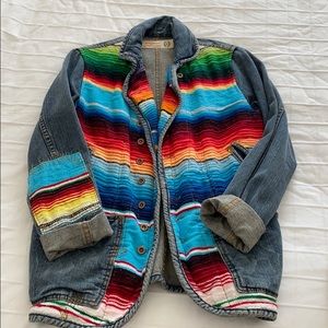 free people mexican blanket denim jacket